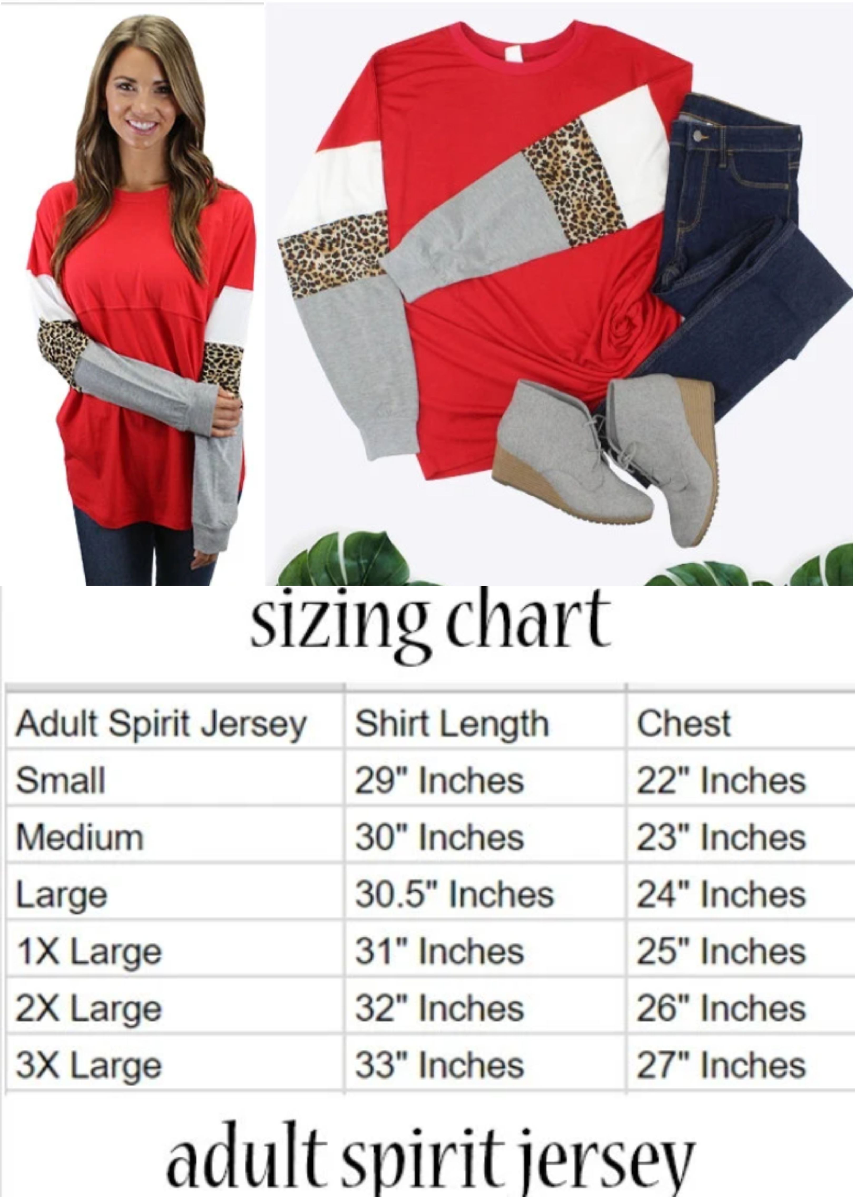 Spirit Jersey with Leopard Long Sleeves 2XL - Red 90400